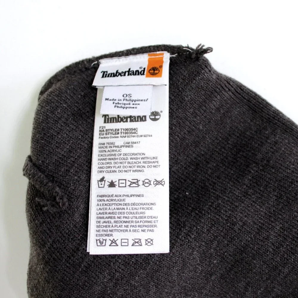 Timberland Men's Gray Knit Cuffed Beanie Hat